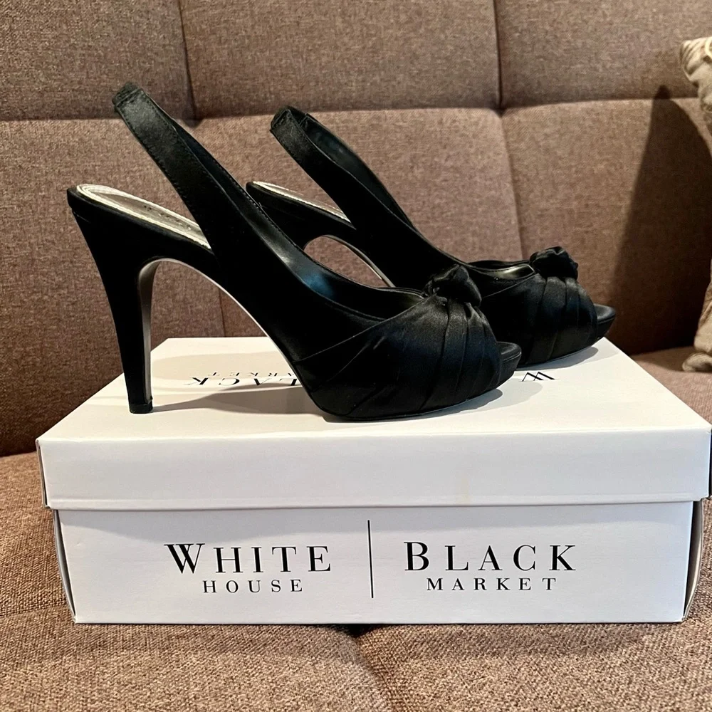 WHBM satin peep toe pumps - Picture 3 of 11